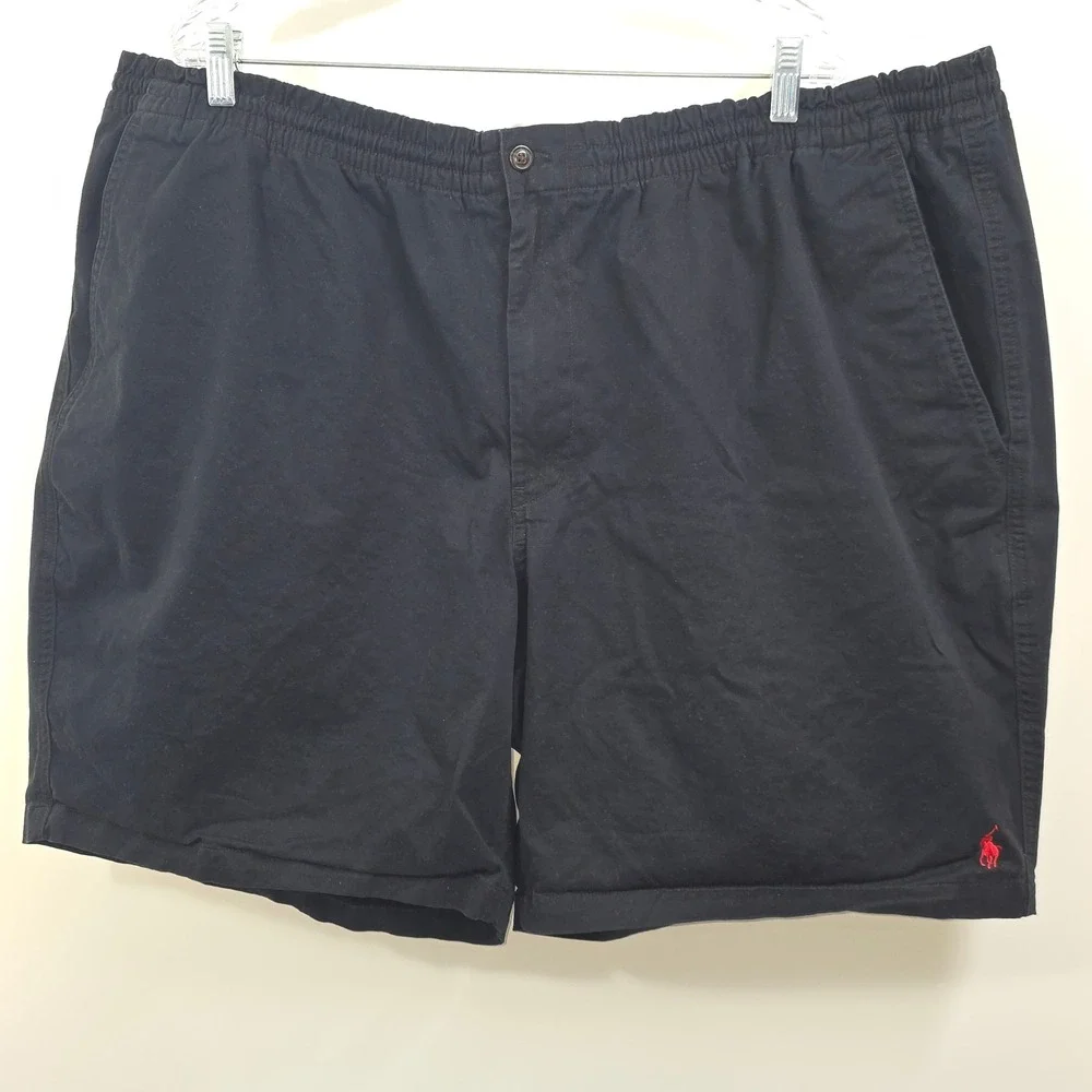 Polo Ralph Lauren Prepster Shorts Men 3XB Black Stretch Drawstring Elastic Waist